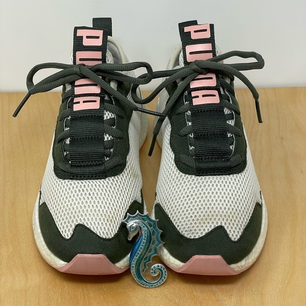 Puma NRGY Running Shoes Green/Off White/Pink Size9